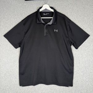 Under Armour Men's Size 2XL XXL Black Short Sleeve Loose Fit Polo Shirt